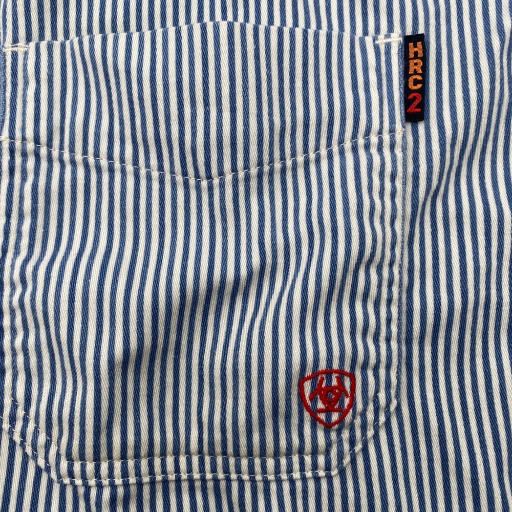 Ariat Work FR Striped Button Down Shirt Mens XL Blue White Flame Resistant NFPA - Picture 2 of 11